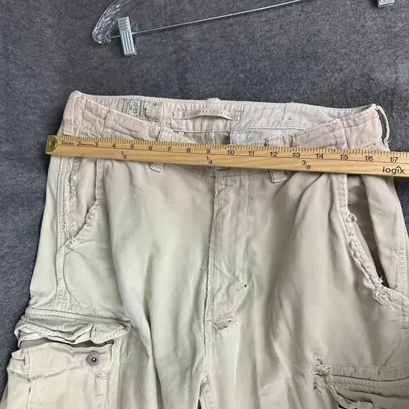 VTG American Eagle Destroyed Cargo Pants Sz 31x32 Y2K Grunge Streetwear Tattered - Picture 7 of 10